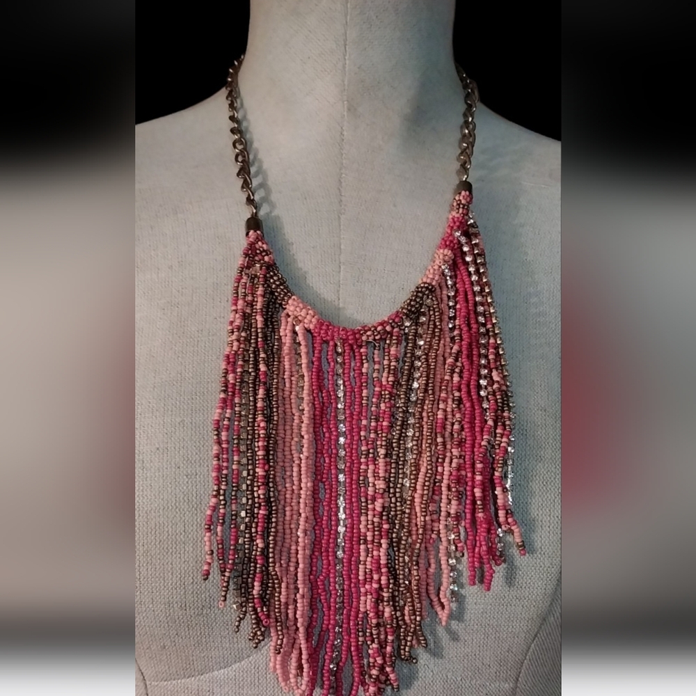 Chic Multicolor Beaded Fringe Necklace